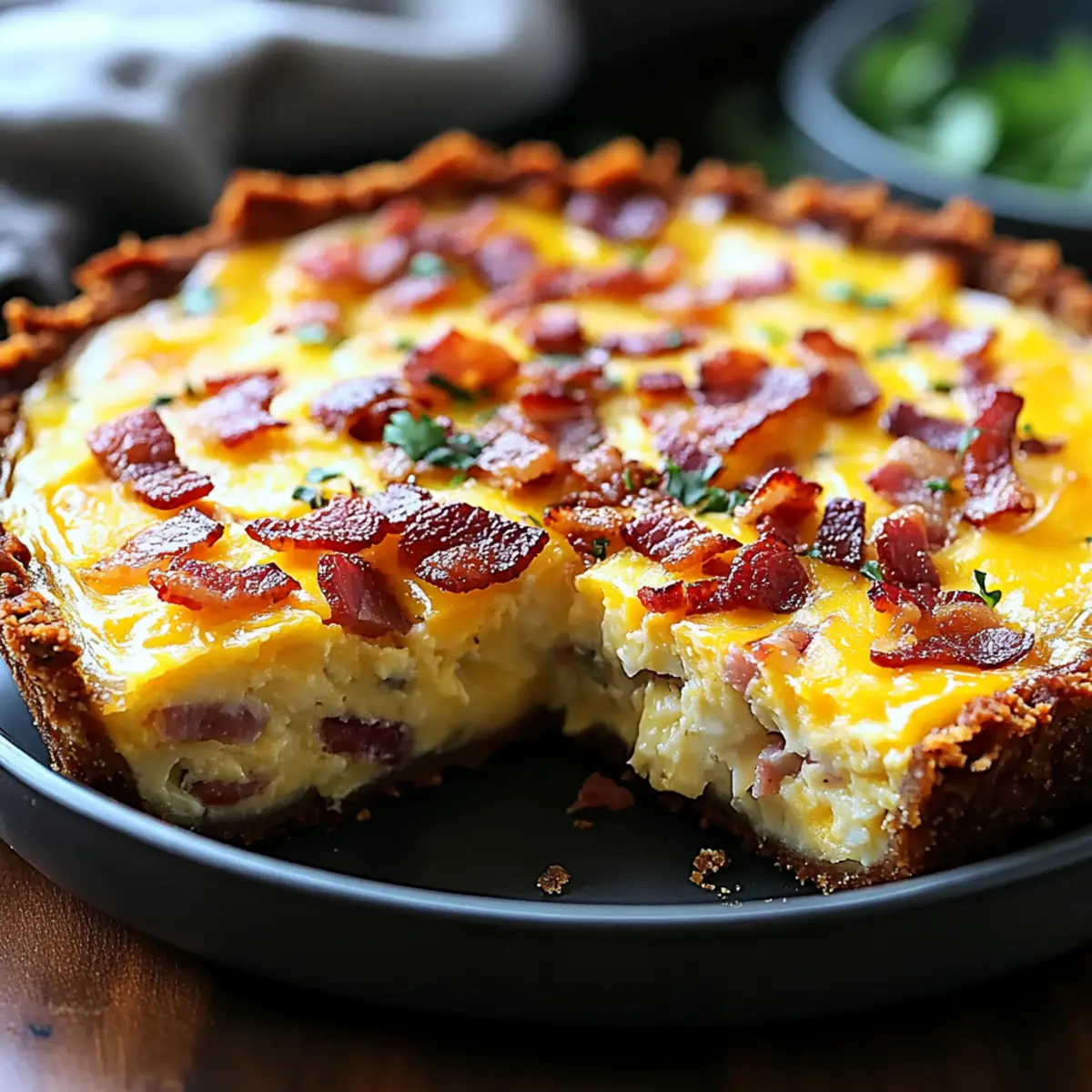 Crispy Hash Brown Crust Bacon and Cheddar Quiche Recipe