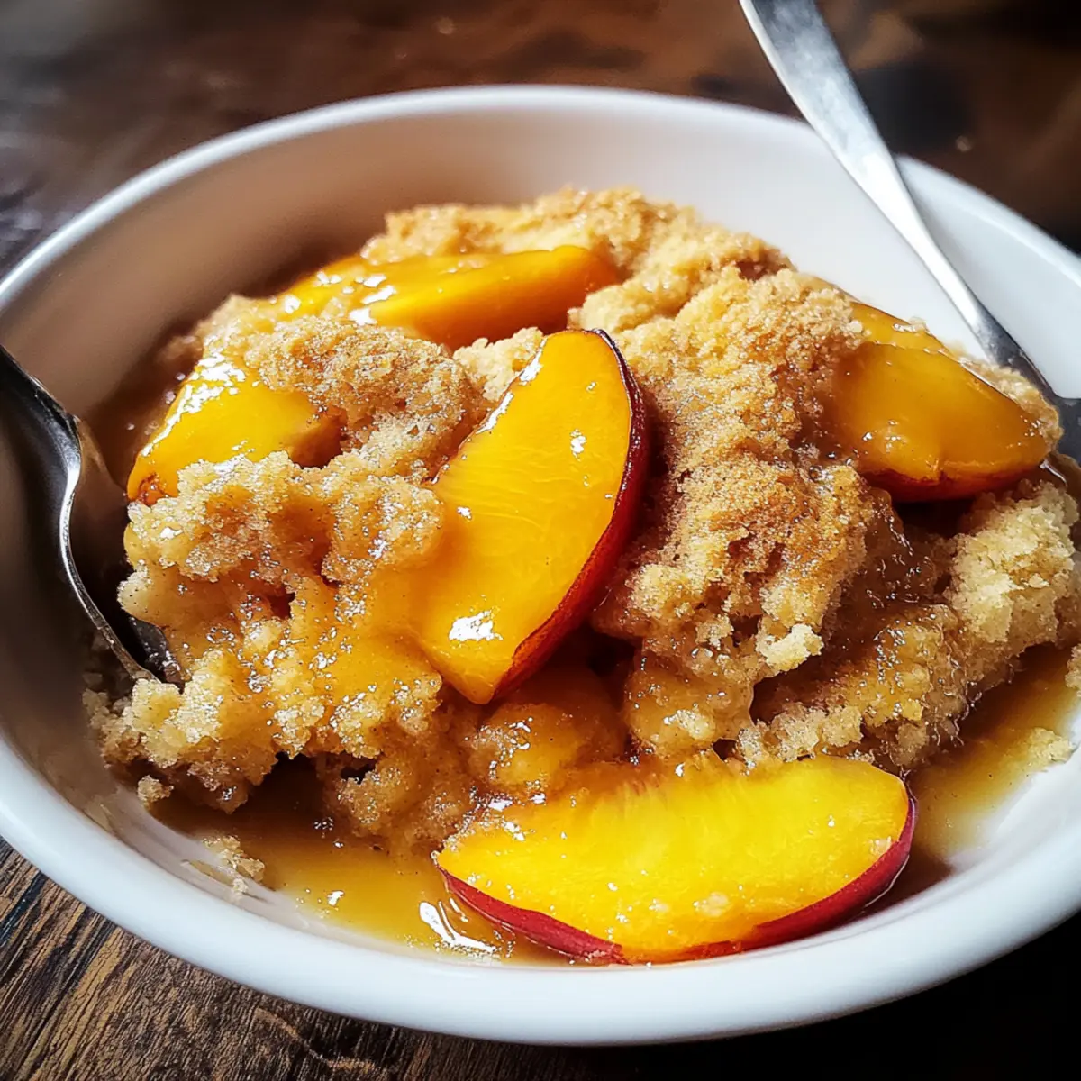 Delicious Peach Cobbler with a Crispy Buttery Crust