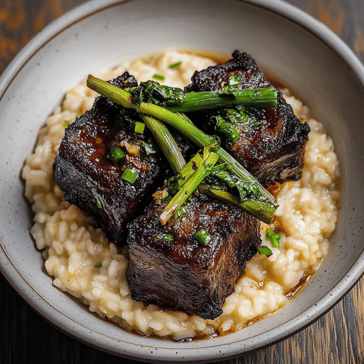 Savor Braised Short Ribs with Charred Scallion Risotto