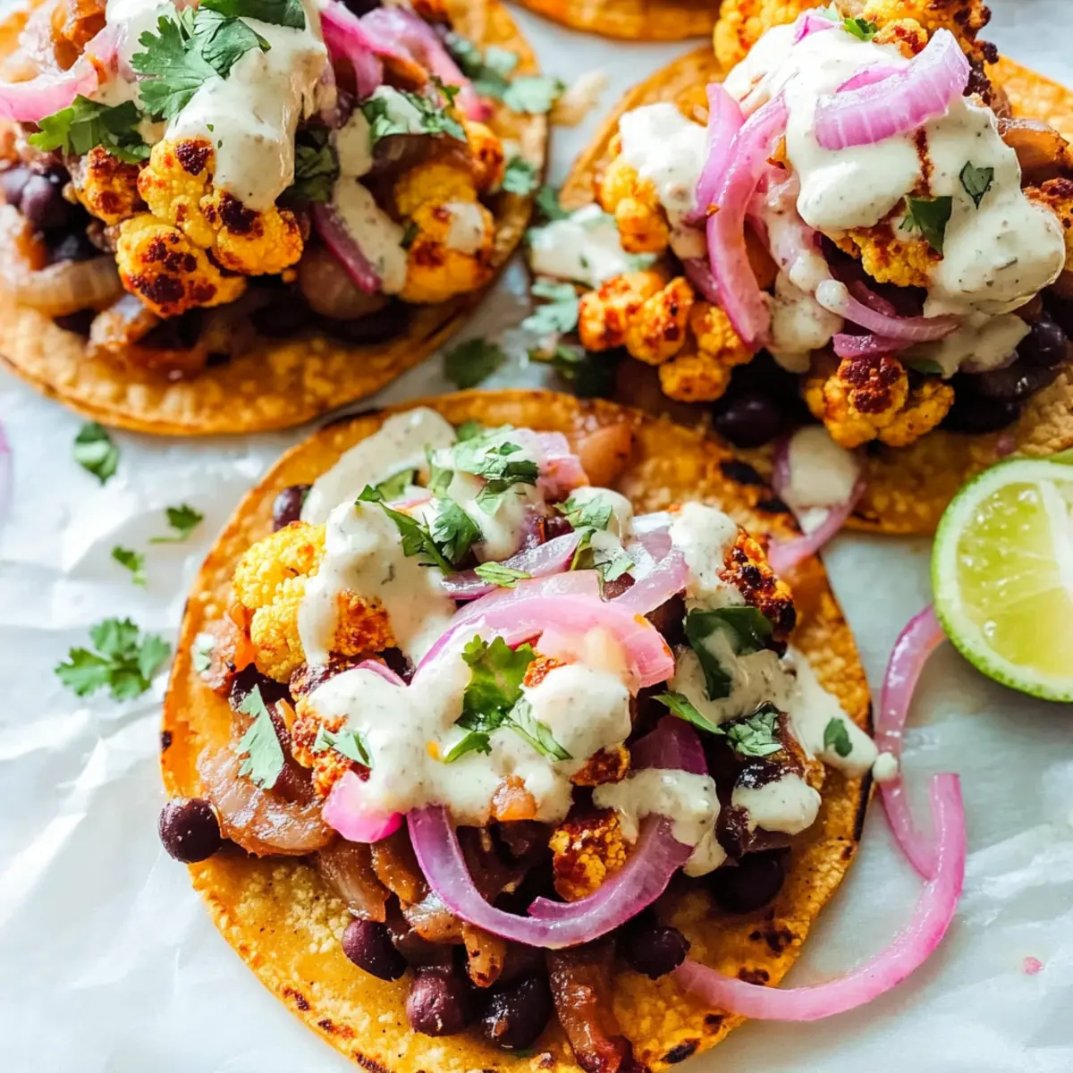 Crispy Cauliflower Black Bean Tostadas for Quick Veggie Bliss