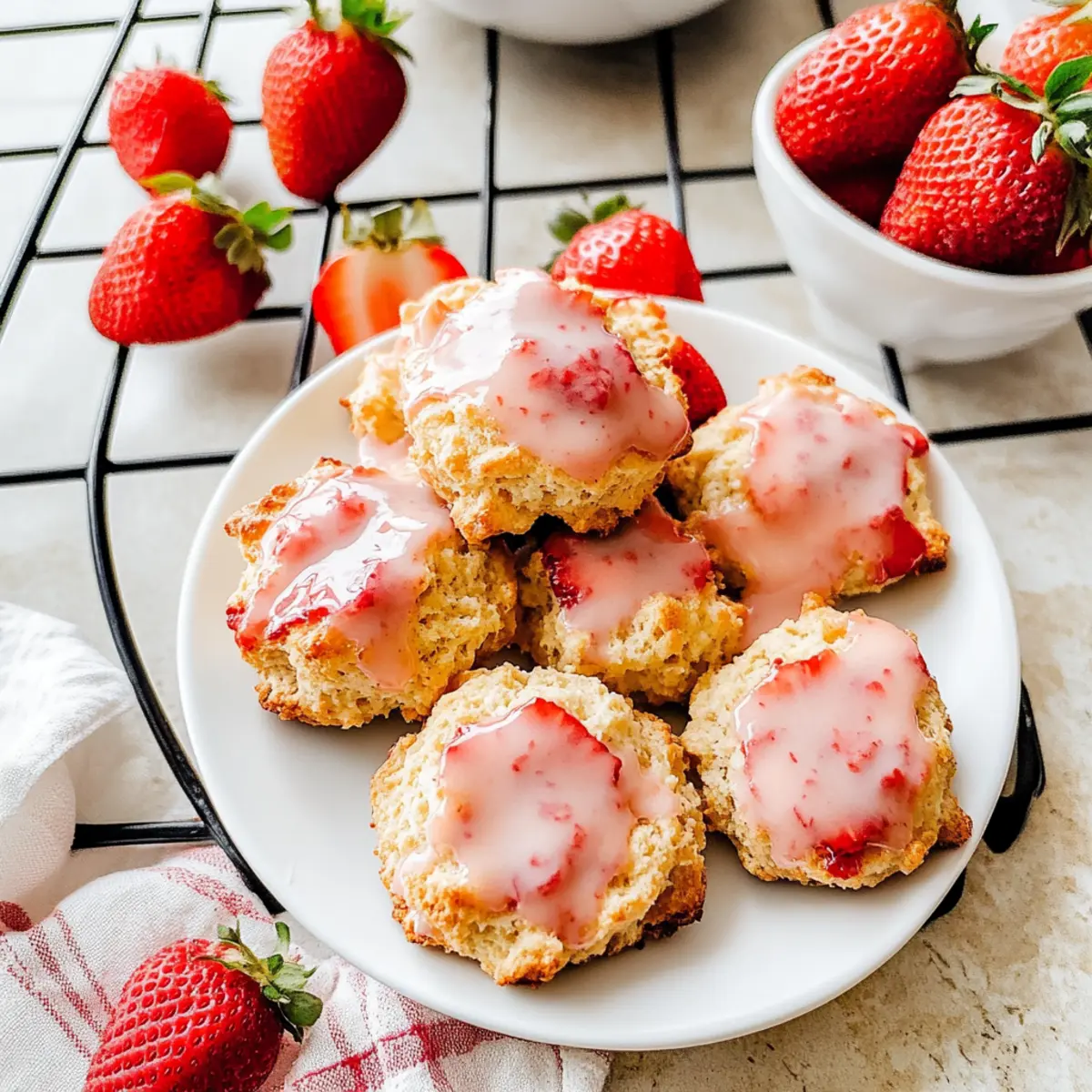 Delicious Strawberry Biscuits with Sweet Glaze for Brunch