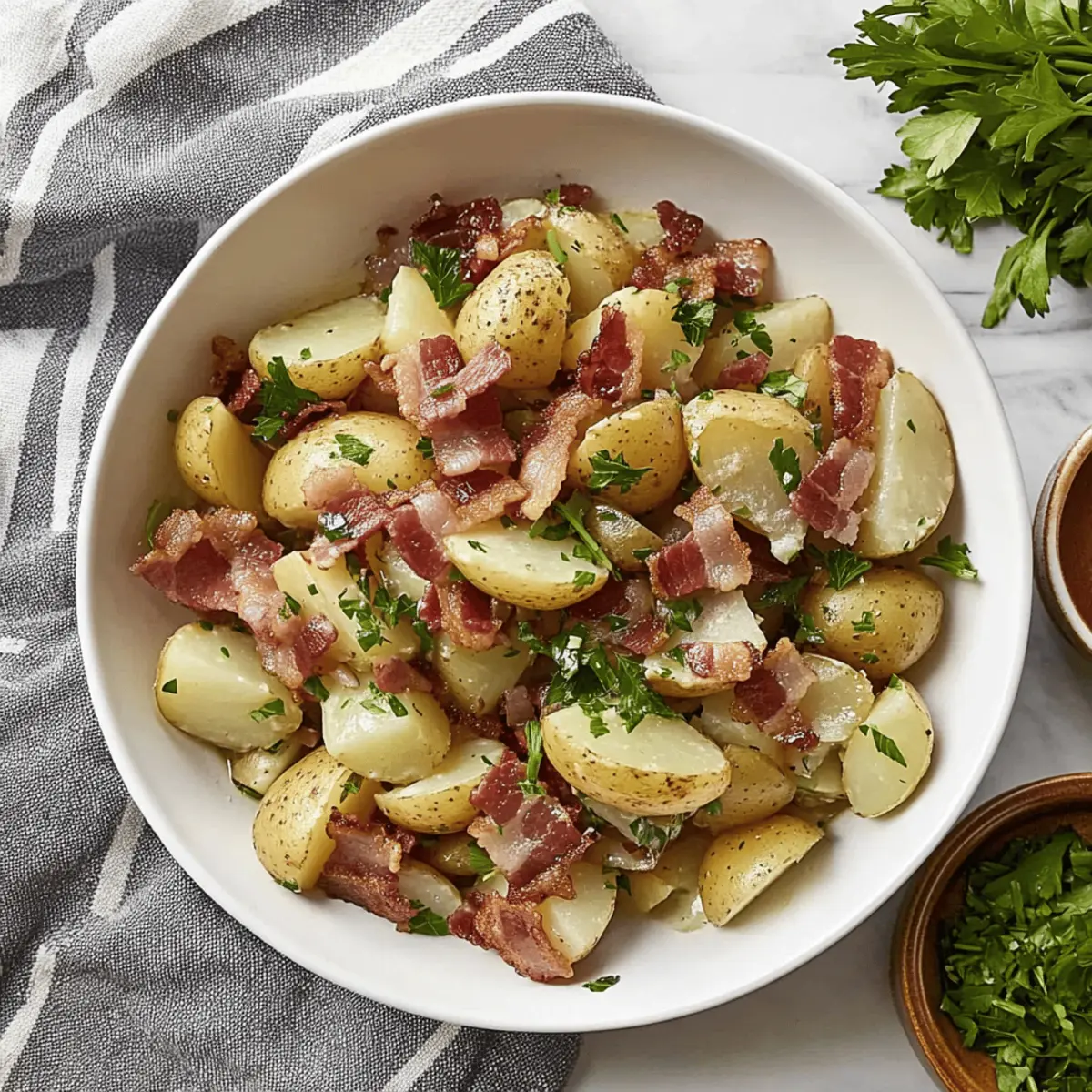 Zesty German Potato Salad with Crispy Bacon Delight