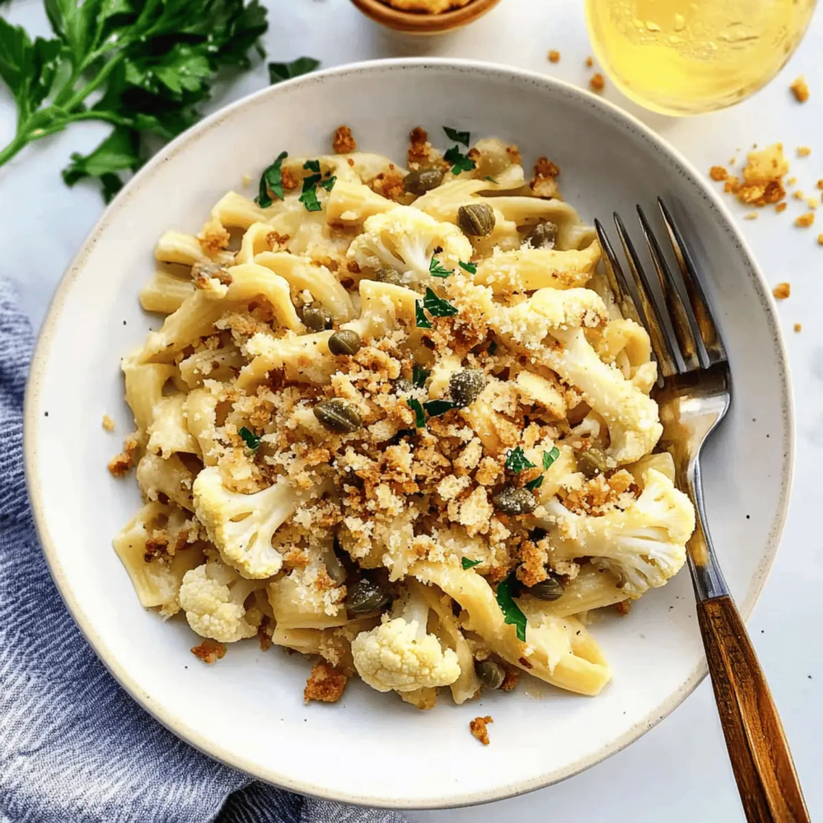 Deliciously Creamy Cauliflower Pasta with Crispy Topping