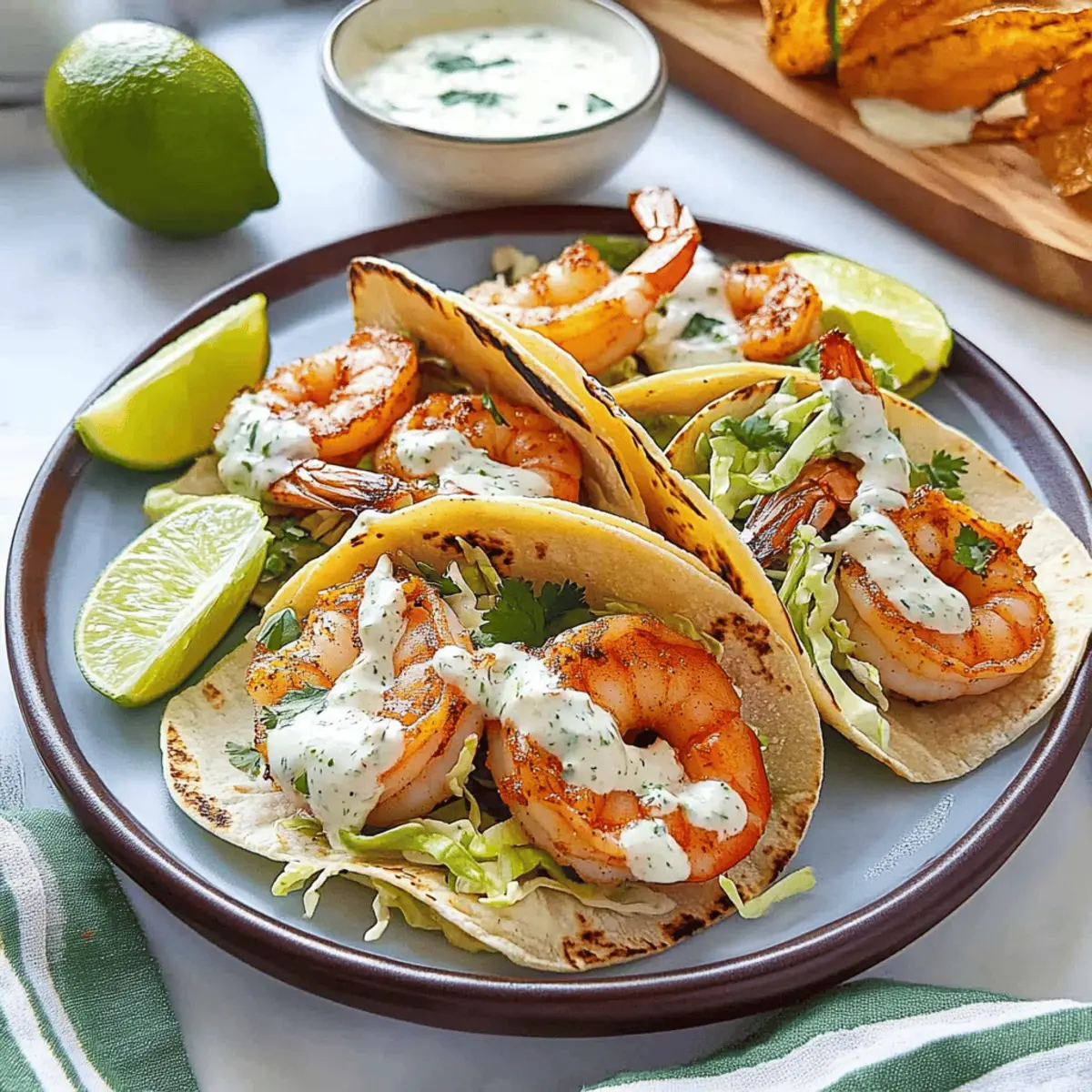 Savory Shrimp Tacos with Zesty Garlic Lime Sauce