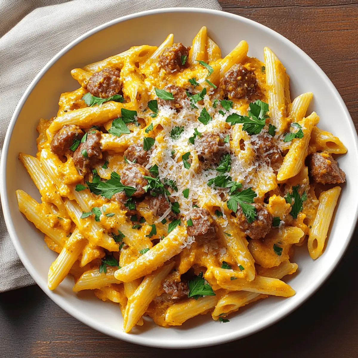 Creamy Pasta with Pumpkin & Sausage Ready in 25 Minutes