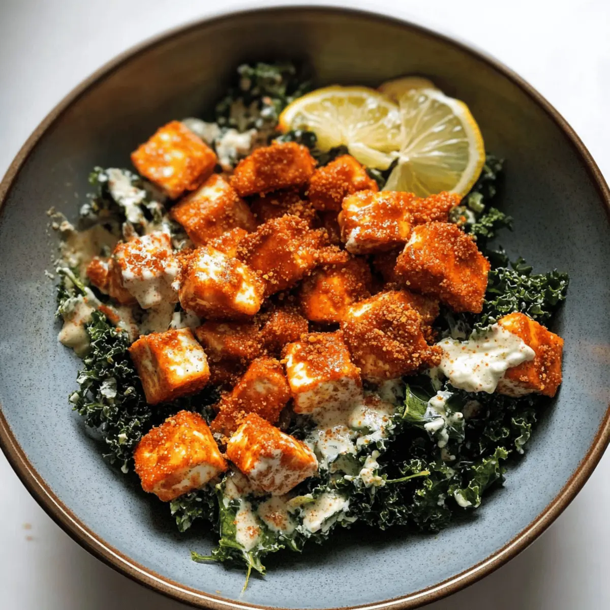 Buffalo Tofu with Caesar Salad: A Crunchy, Spicy Delight