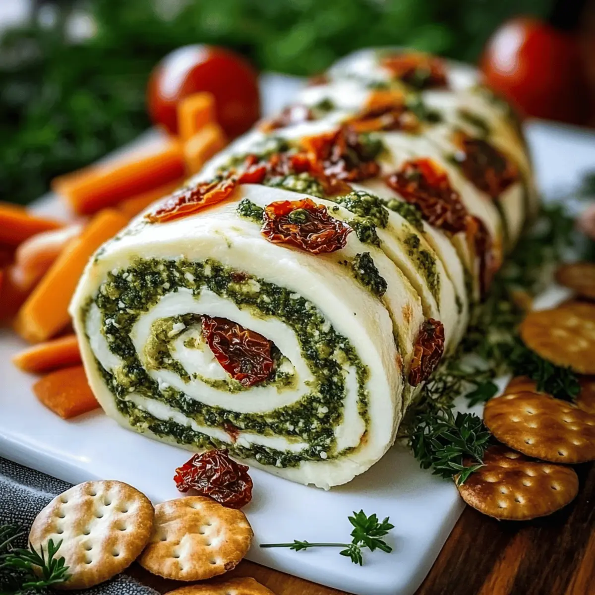 Cheese Log with Pesto and Sun-Dried Tomatoes: A Festive Delight