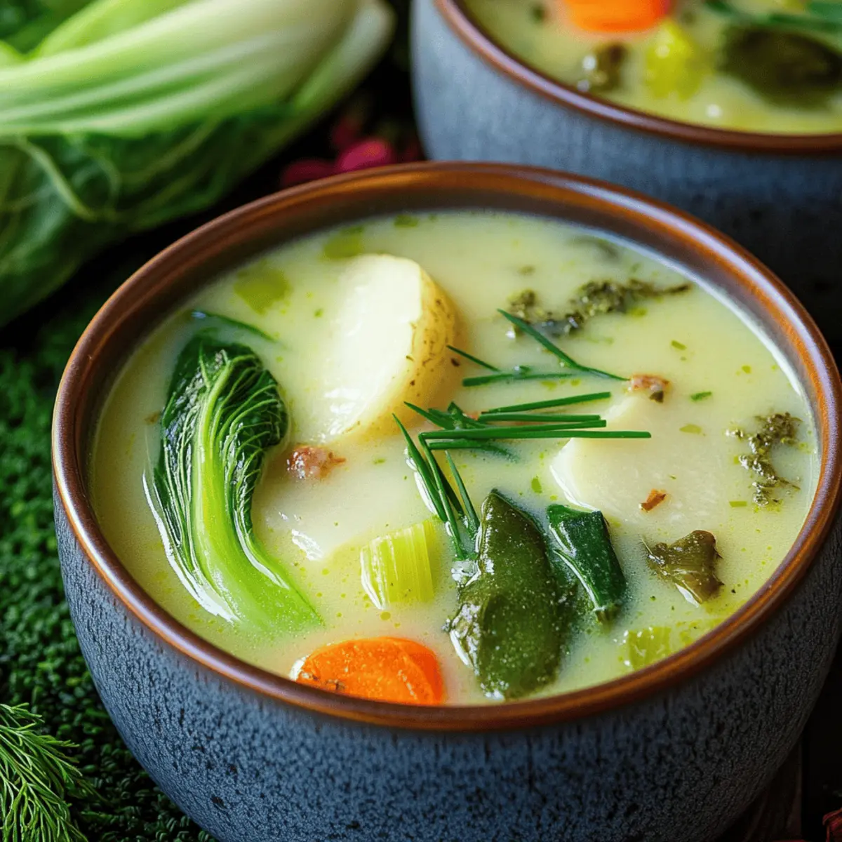 Cream of Vegetable Soup with a Zesty Green Chili Twist