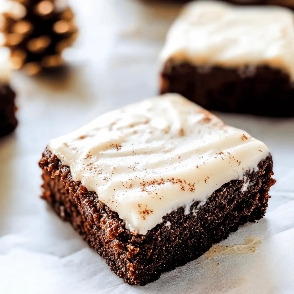 Chewy Gingerbread Brownies with Eggnog Frosting Delight