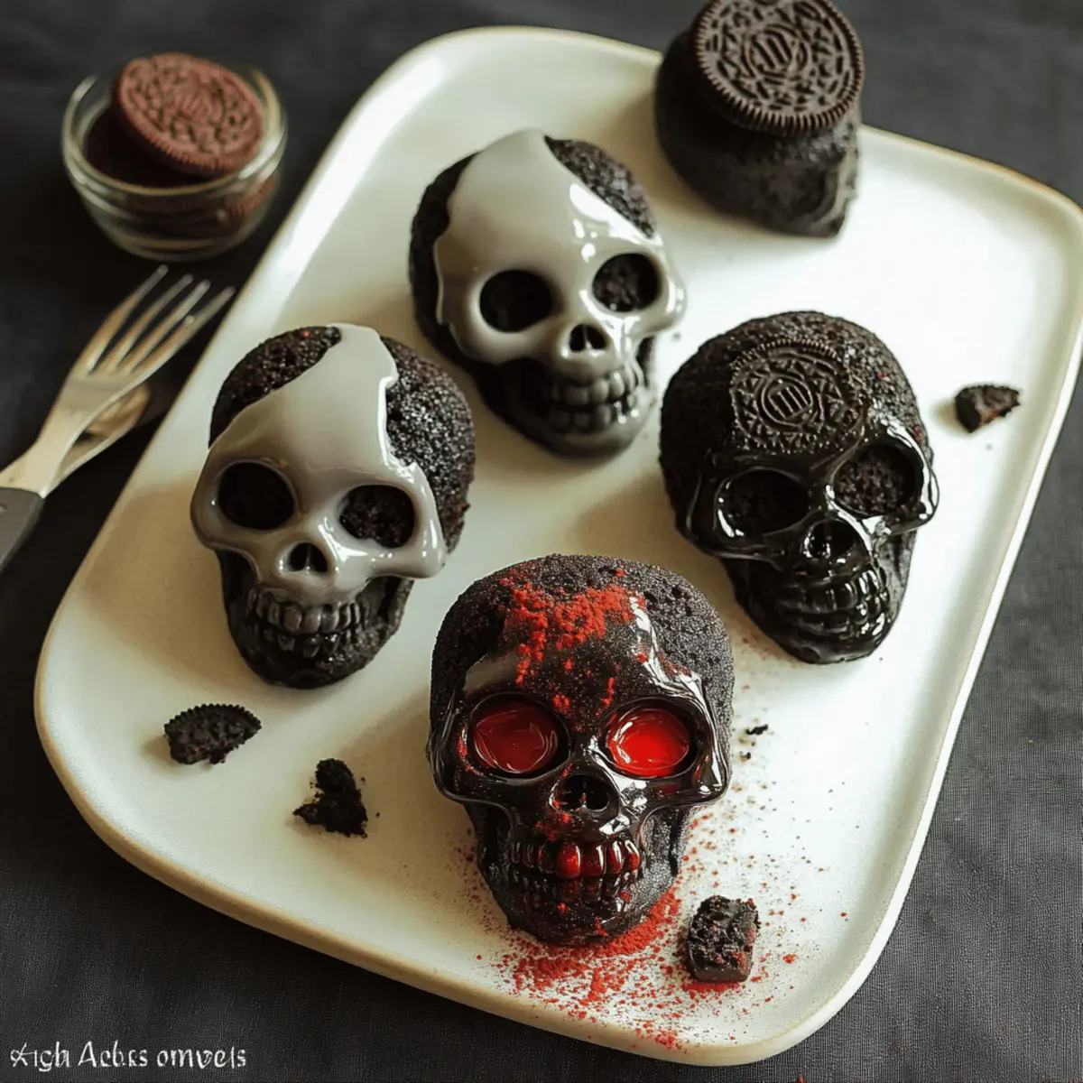 Dark Chocolate & Oreo Mini Skull Cakes for Spooktacular Fun