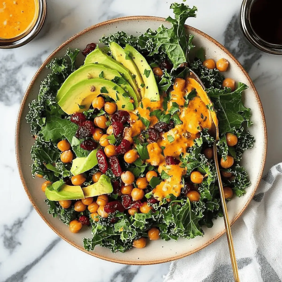 Kale Salad with Creamy Carrot Ginger Dressing Delight