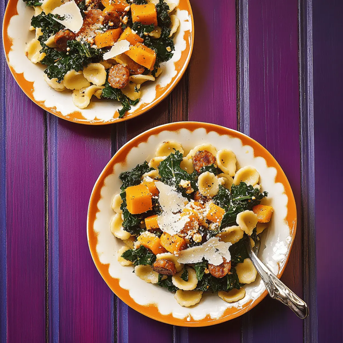 Savory Orecchiette with Butternut Squash, Kale, and Sausage Delight