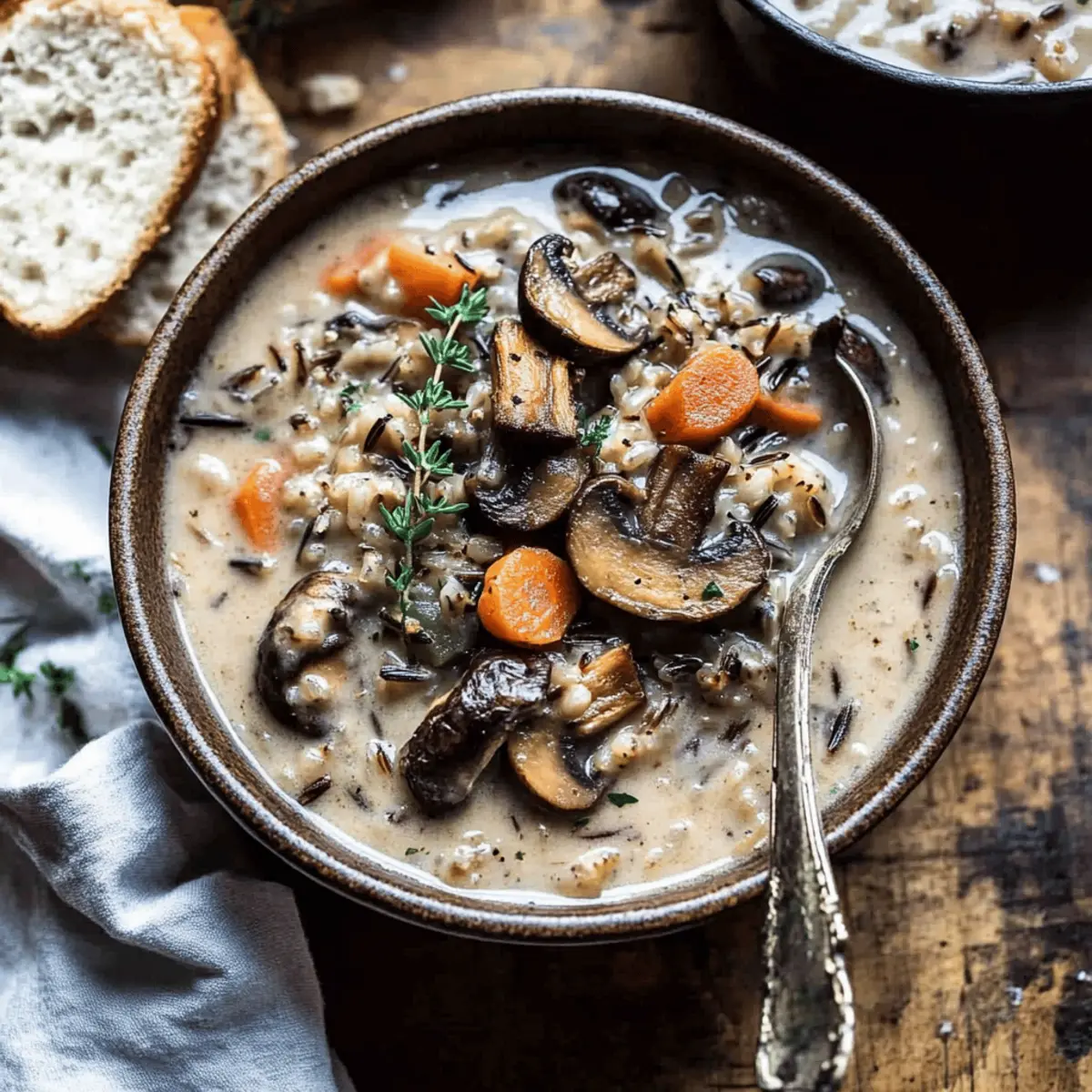 Slow Cooker Creamy Wild Rice Soup with Butter Roasted Mushrooms Magic