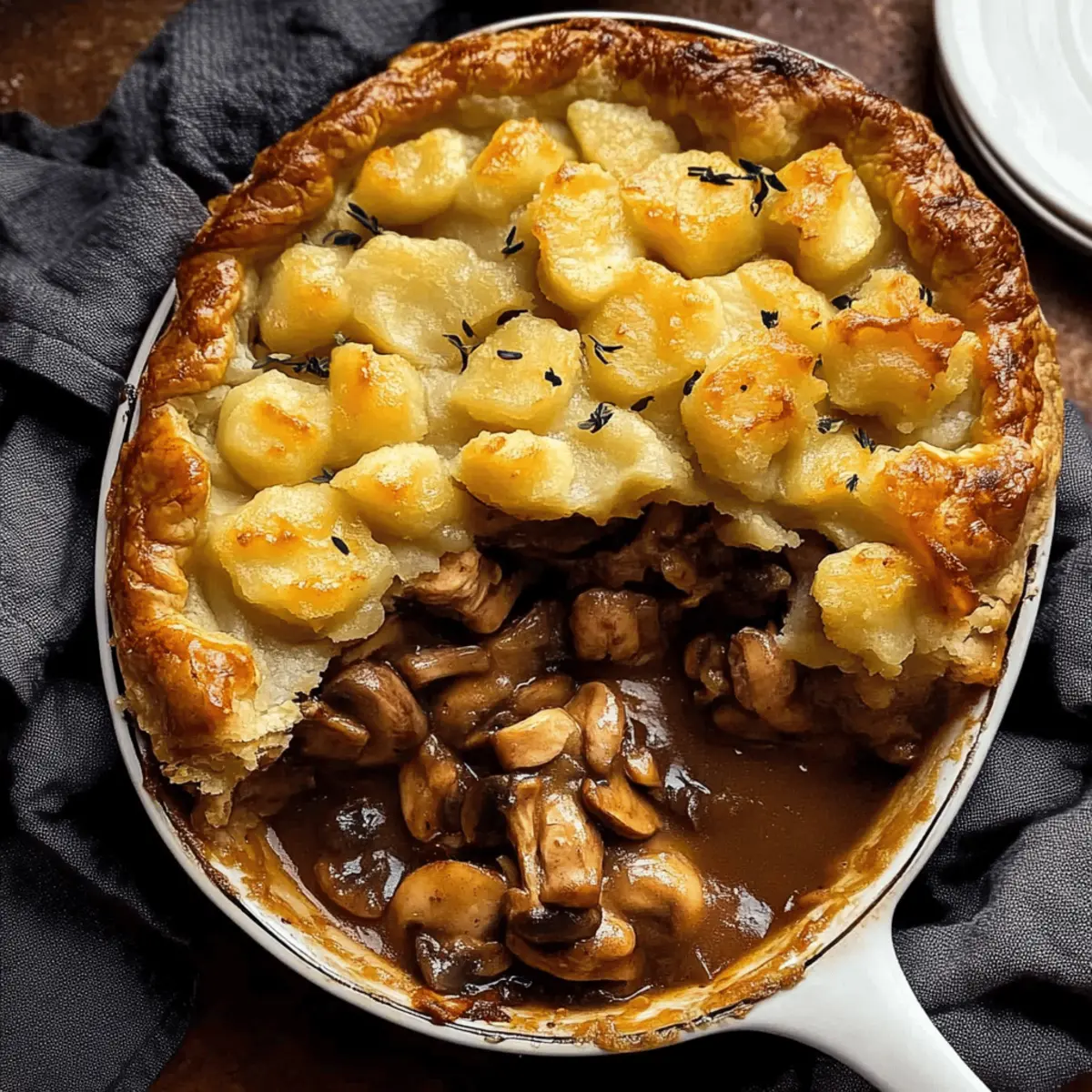 Savory Chicken Mushroom Pie with Duchess Potato Delight