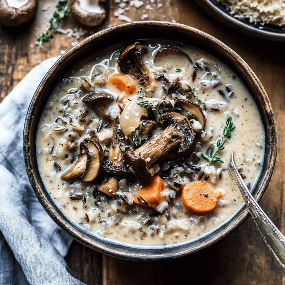 Cozy Up with Slow Cooker Creamy Wild Rice Soup & Roasted Mushrooms
