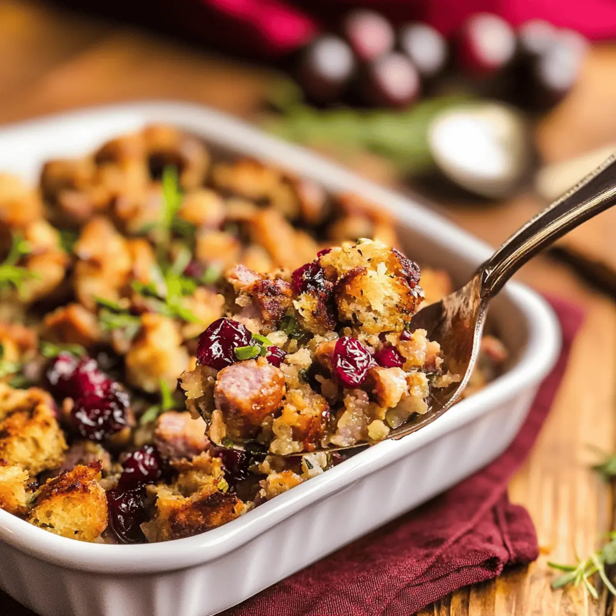 Delicious Air Fryer Stuffing with Whiskey and Sausage
