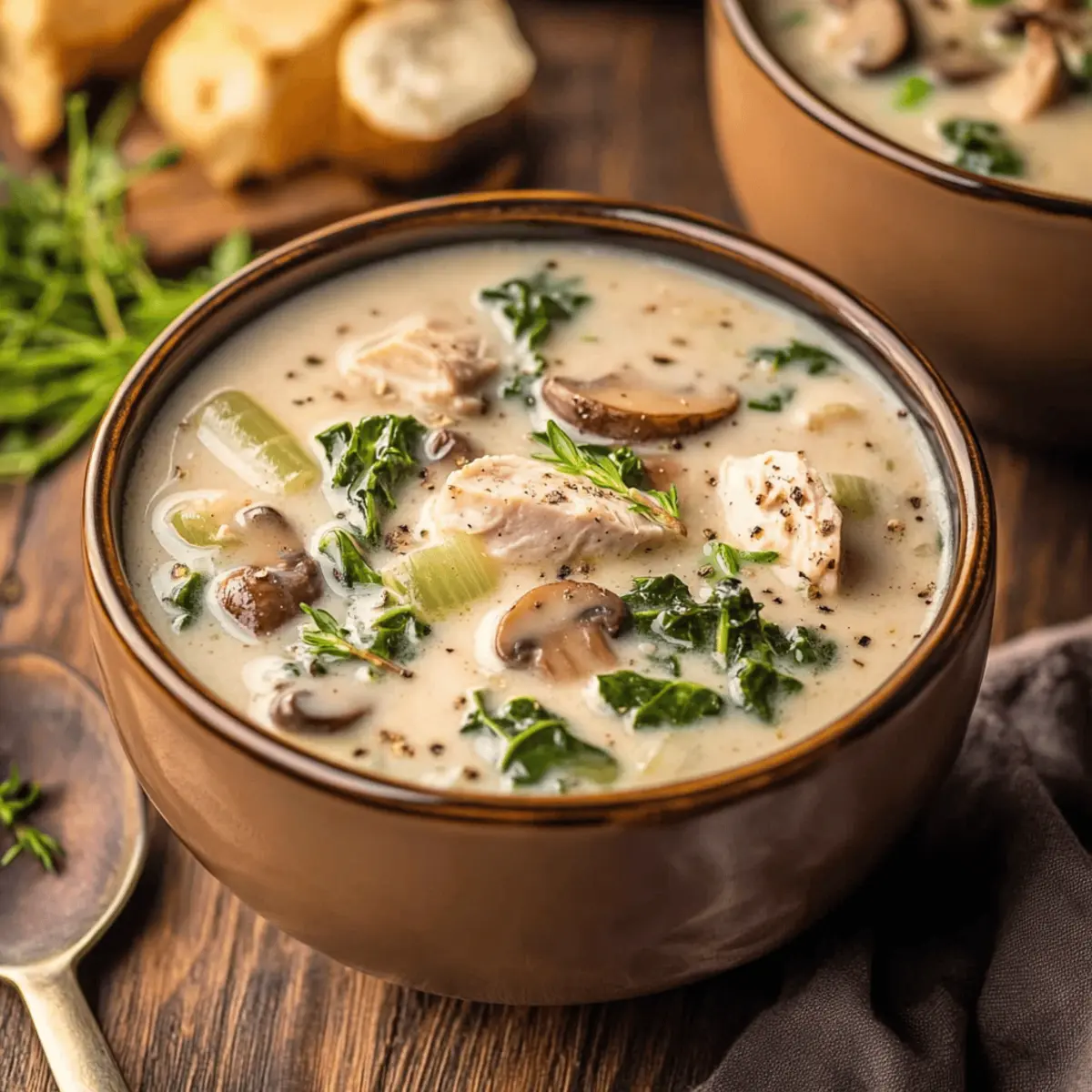 Creamy Mushroom Kale Turkey Soup for Cozy Nights In
