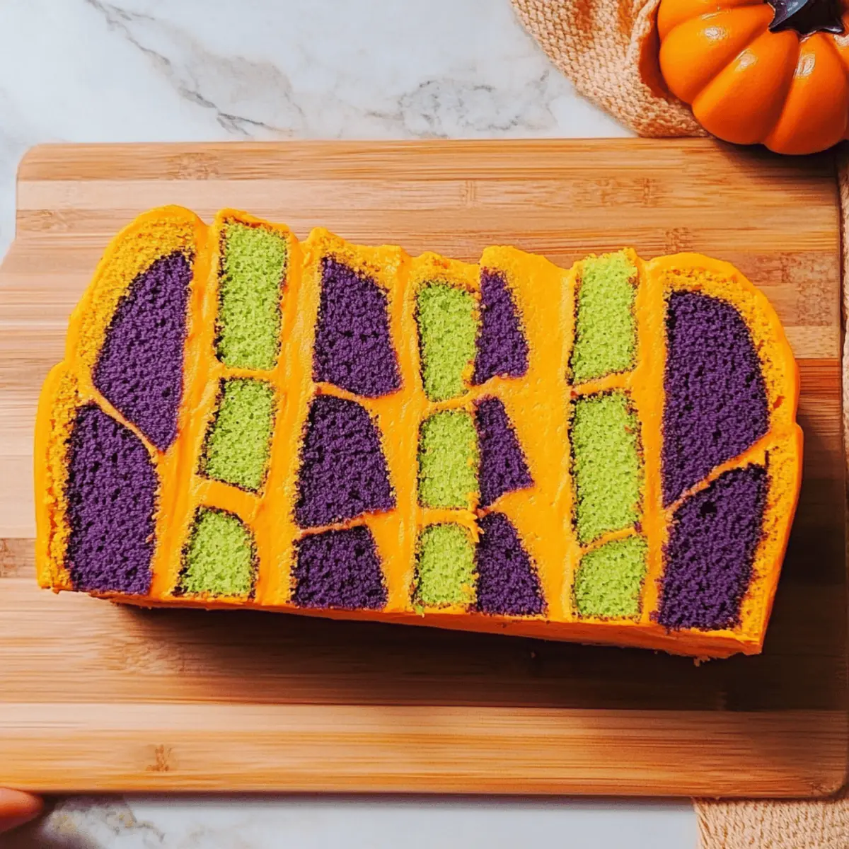 Halloween Battenberg Cake with a Spooky Almond Surprise
