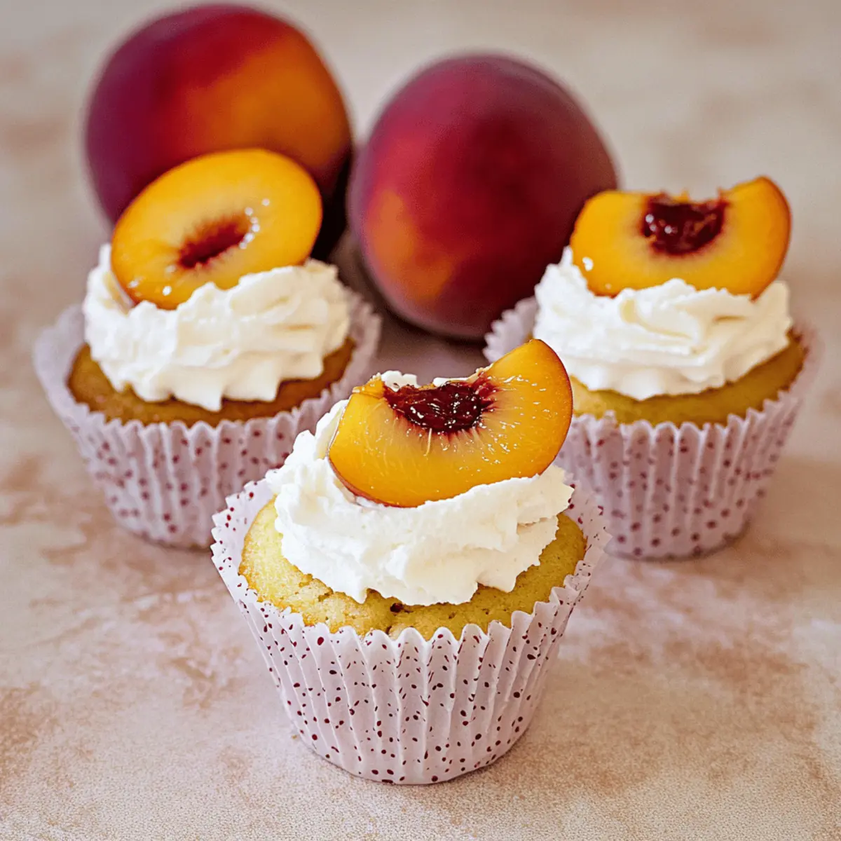 Peach Cupcakes with Whipped Cream and Jam Filling Bliss