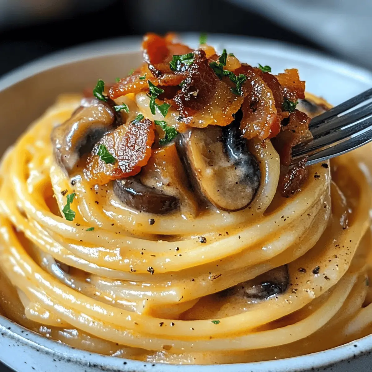 Pumpkin & Mushroom Spaghetti with Crispy Bacon Bliss