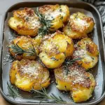 Baked Smashed Potatoes With Garlic & Parmesan