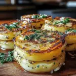 Roasted Garlic Parmesan Potato Stacks