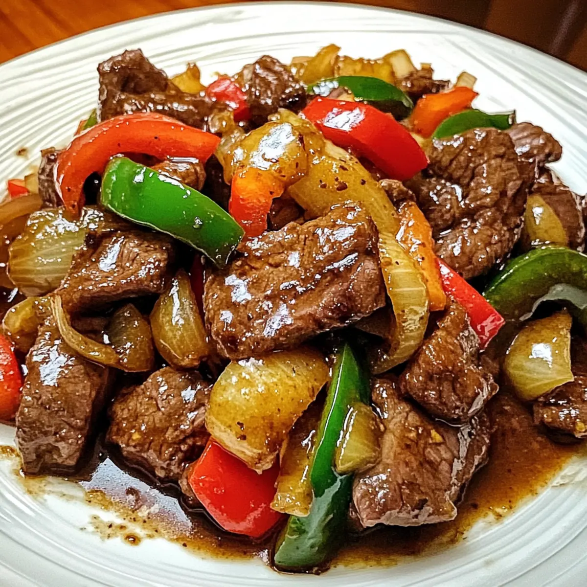 Savory Pepper Steak with Bell Peppers and Onion for Dinner Delight