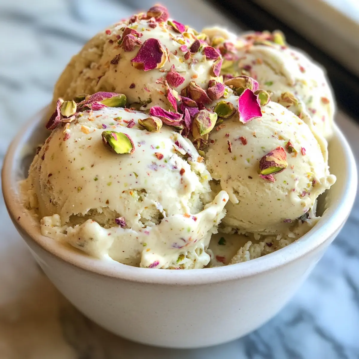 Rose Pistachio Cheesecake Ice Cream: A Floral Delight Treat