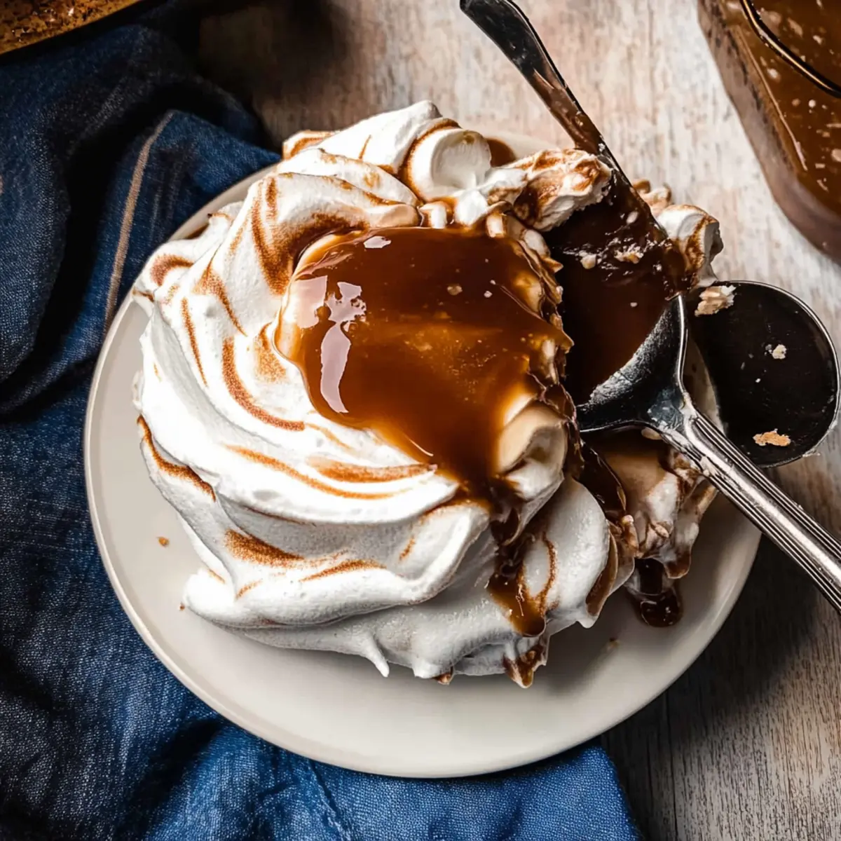 Chocolate Pavlova with Salted Caramel Sauce
