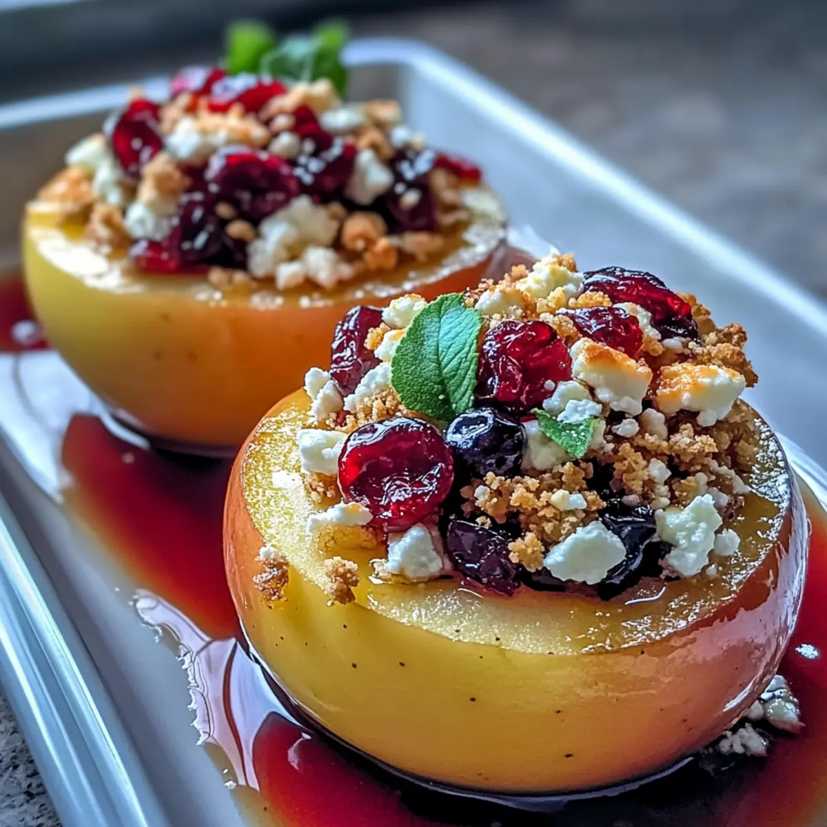 Baked Apples with Feta, Honey, and Cranberries Bliss