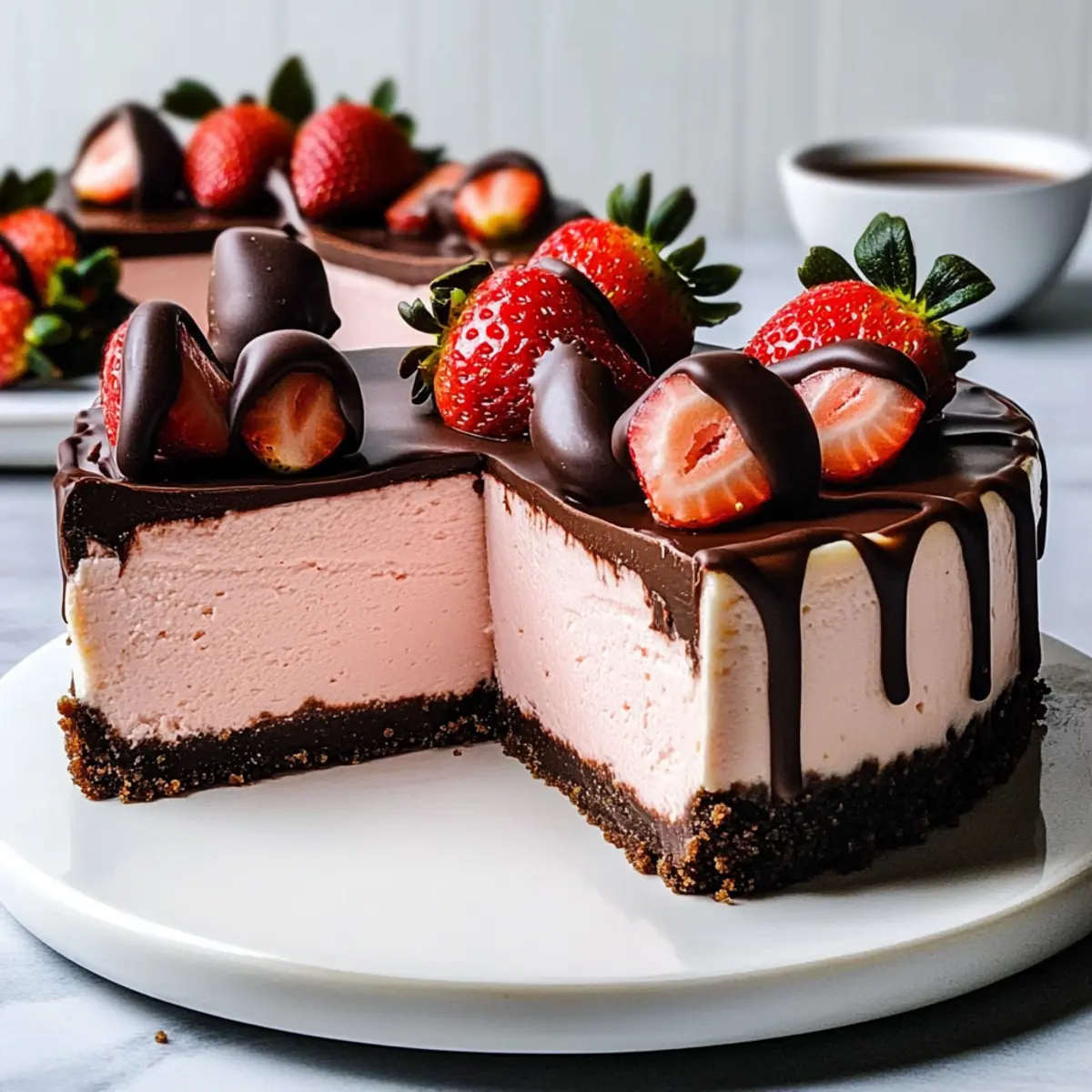 Decadent Chocolate Covered Strawberry Cheesecake Bliss