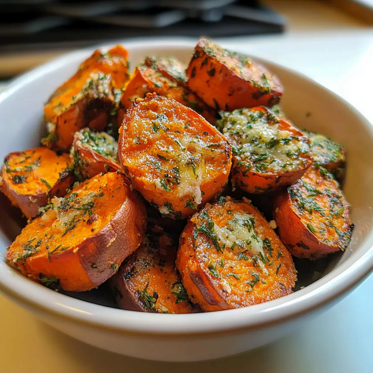 Crispy Sweet Potato Bites with Parmesan Herb Goodness
