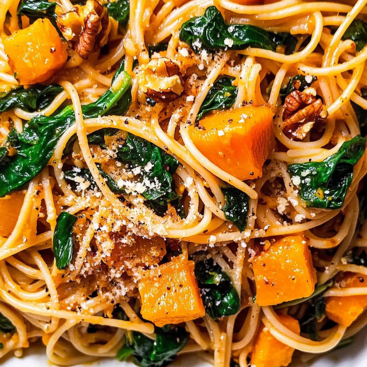 Delicious Pumpkin, Spinach, and Walnut Spaghetti Bliss