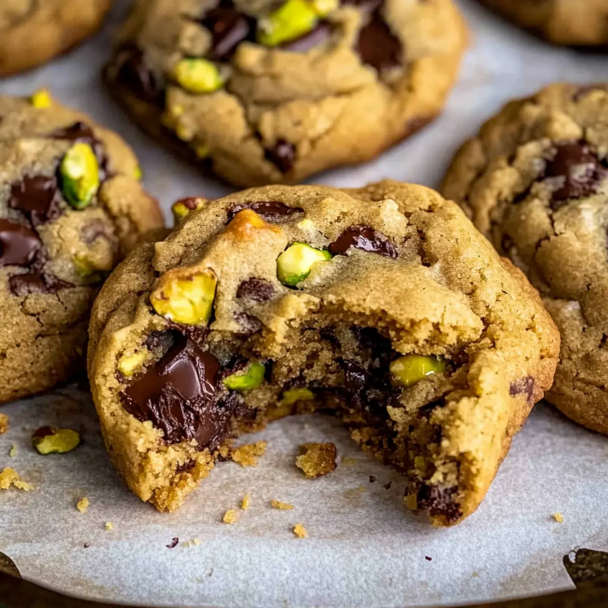 Chewy Pistachio Cookies with Dark Chocolate Bliss