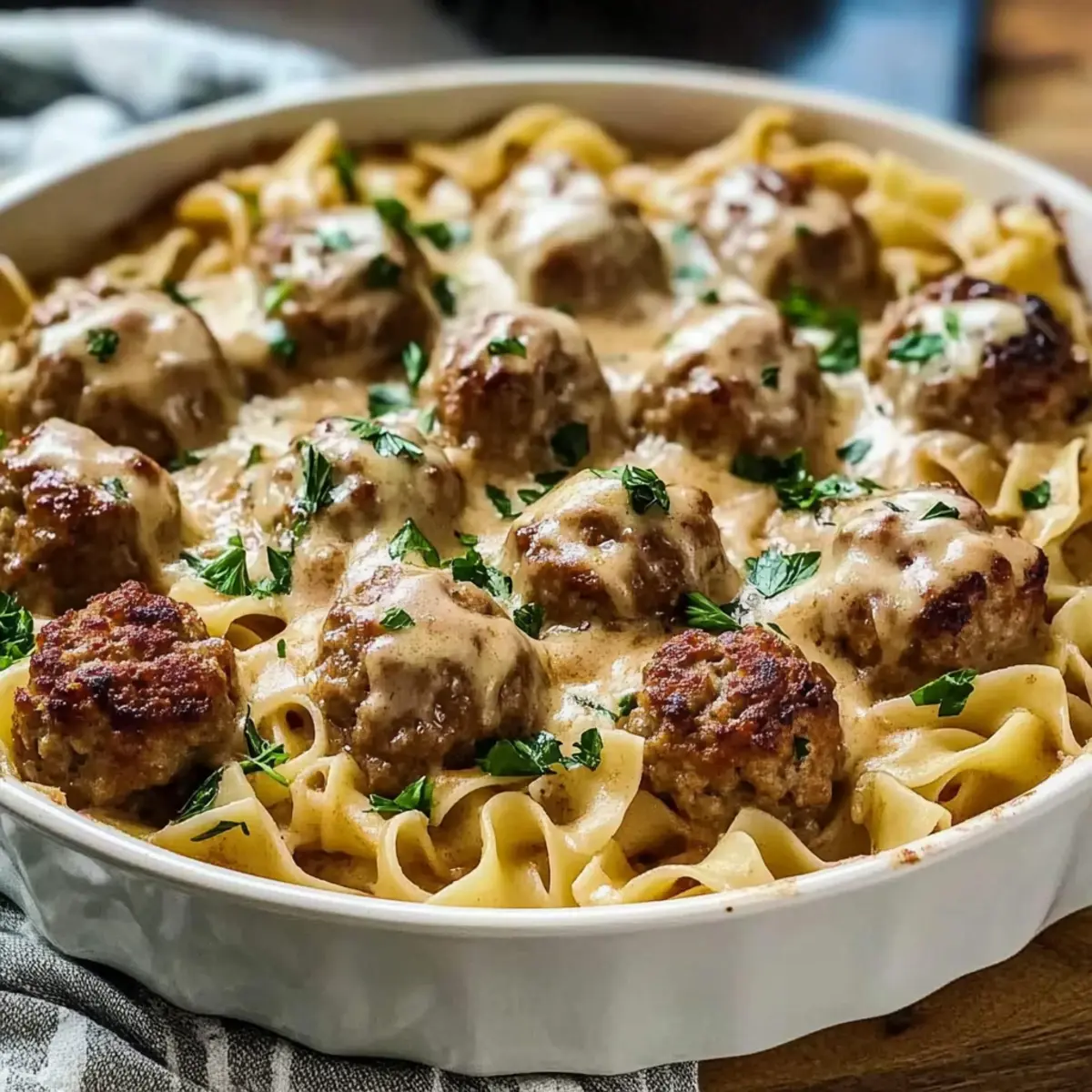 Cozy Up with Our Creamy Swedish Meatball Noodle Bake