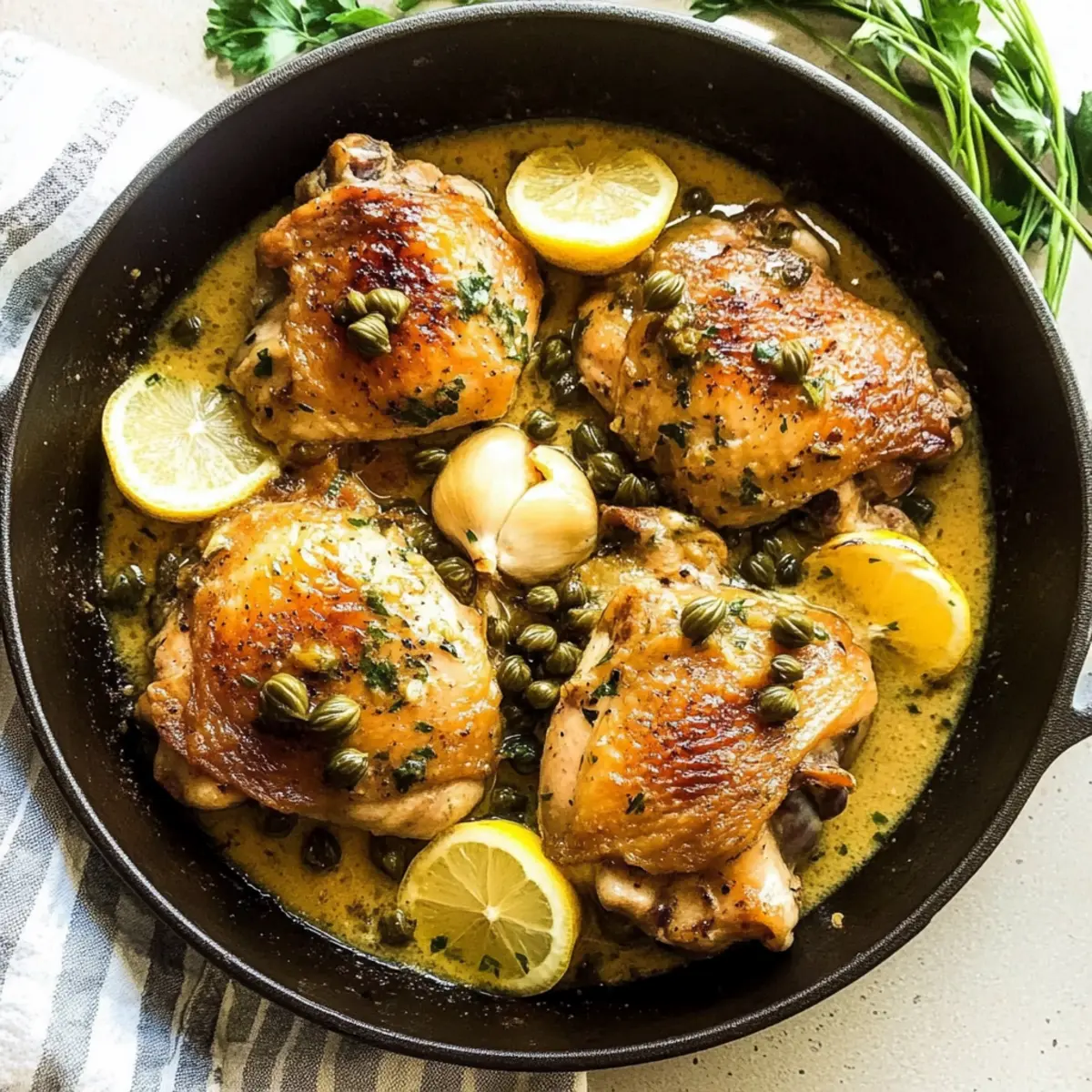 Creamy Lemon Garlic Chicken Thighs with Capers for Cozy Dinners