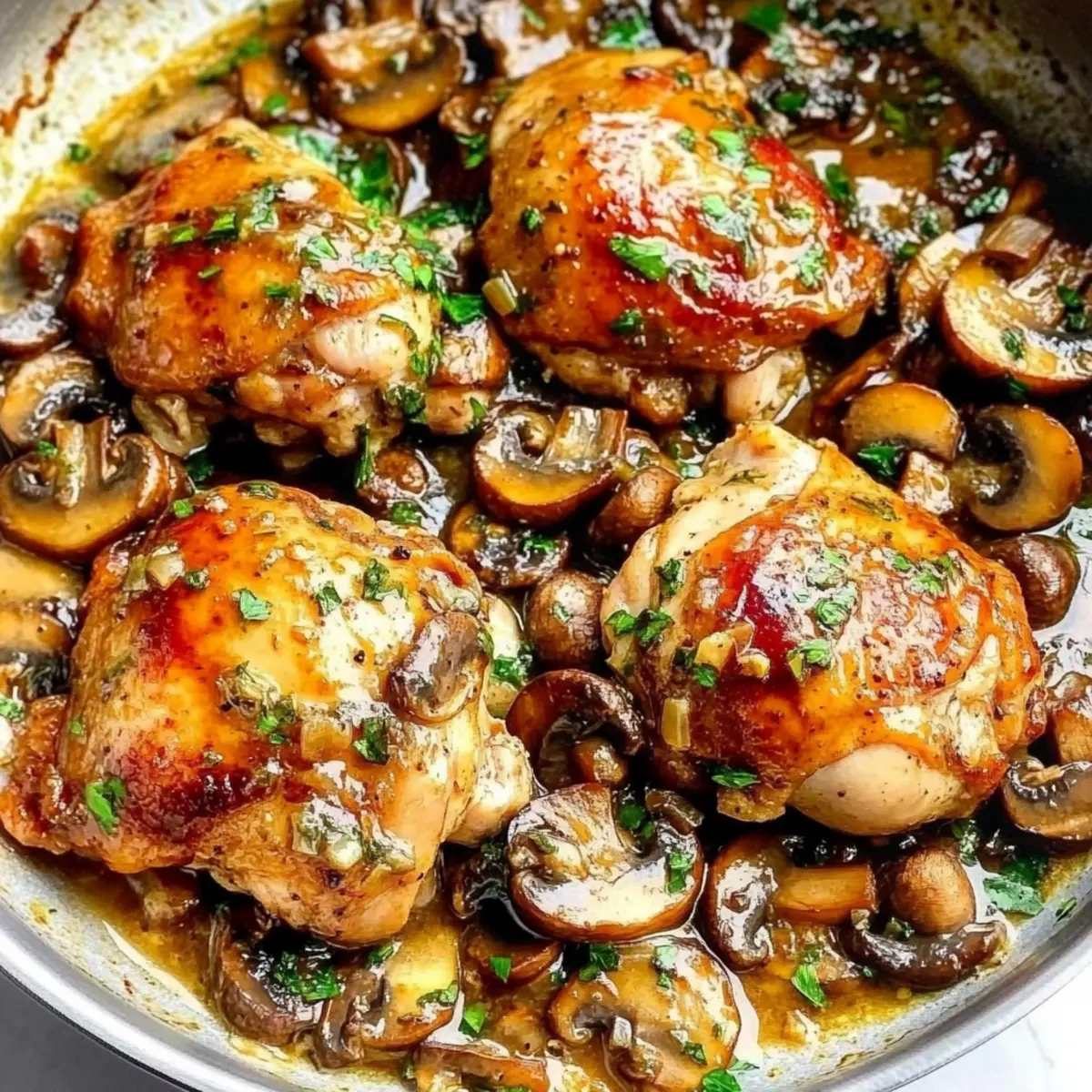 Garlic Mushroom Chicken Thighs for an Easy Cozy Dinner
