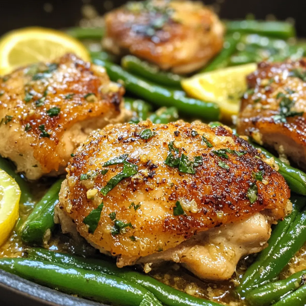 Lemon Garlic Butter Chicken and Green Beans Skillet Delight