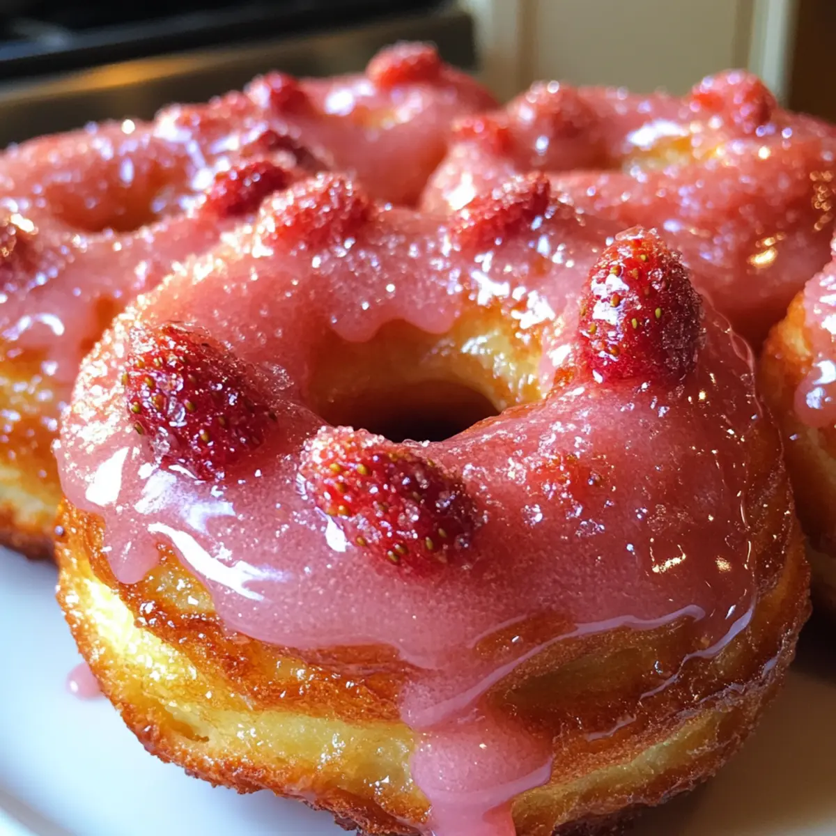 Strawberry Glazed French Crullers: Sweet Summer Indulgence