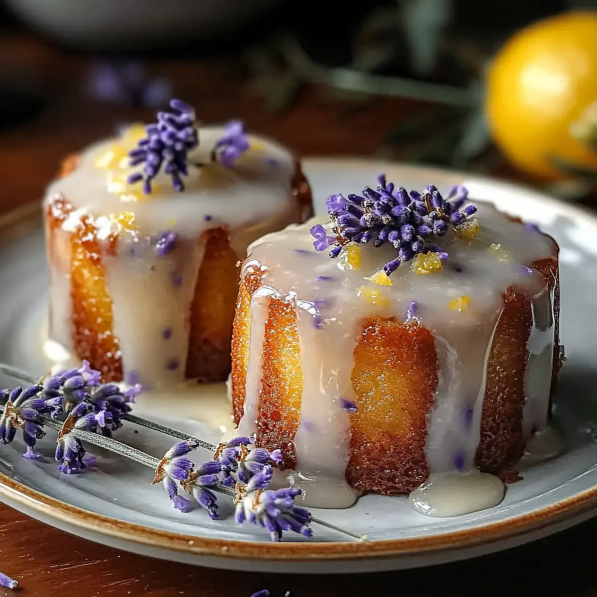 Mini Lemon Cakes with Lavender Glaze for Your Elegant Gatherings