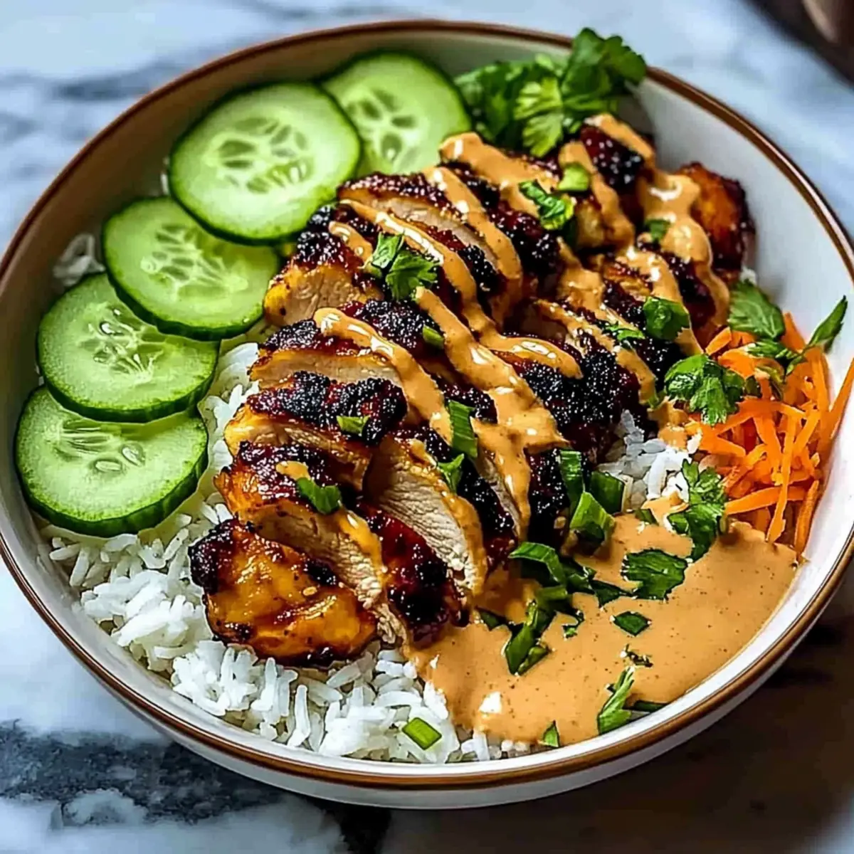 Sweet Chili Chicken Bowl with Coconut Lime Drizzle Bliss