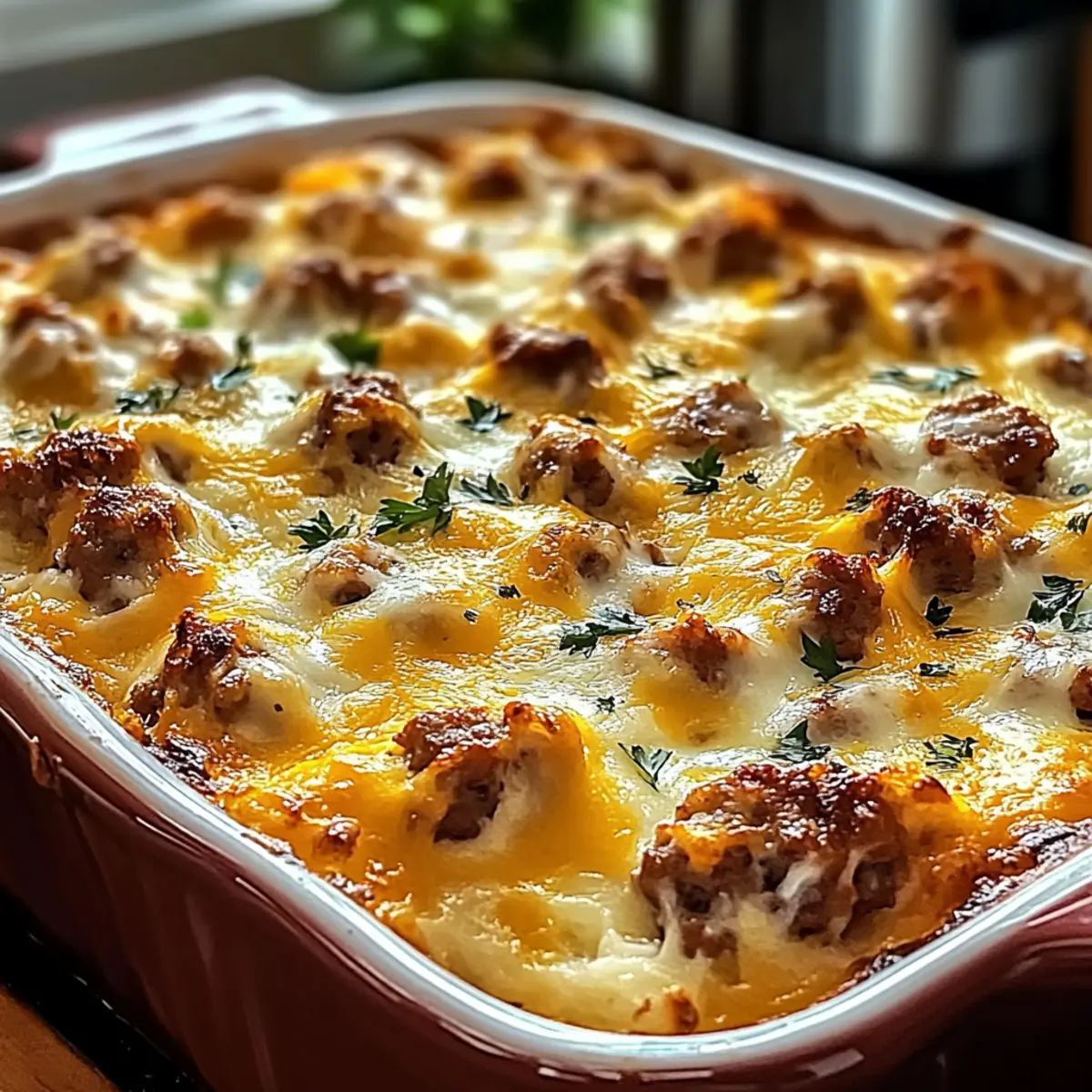 Sausage, Egg, and Cream Cheese Hashbrown Casserole Bliss