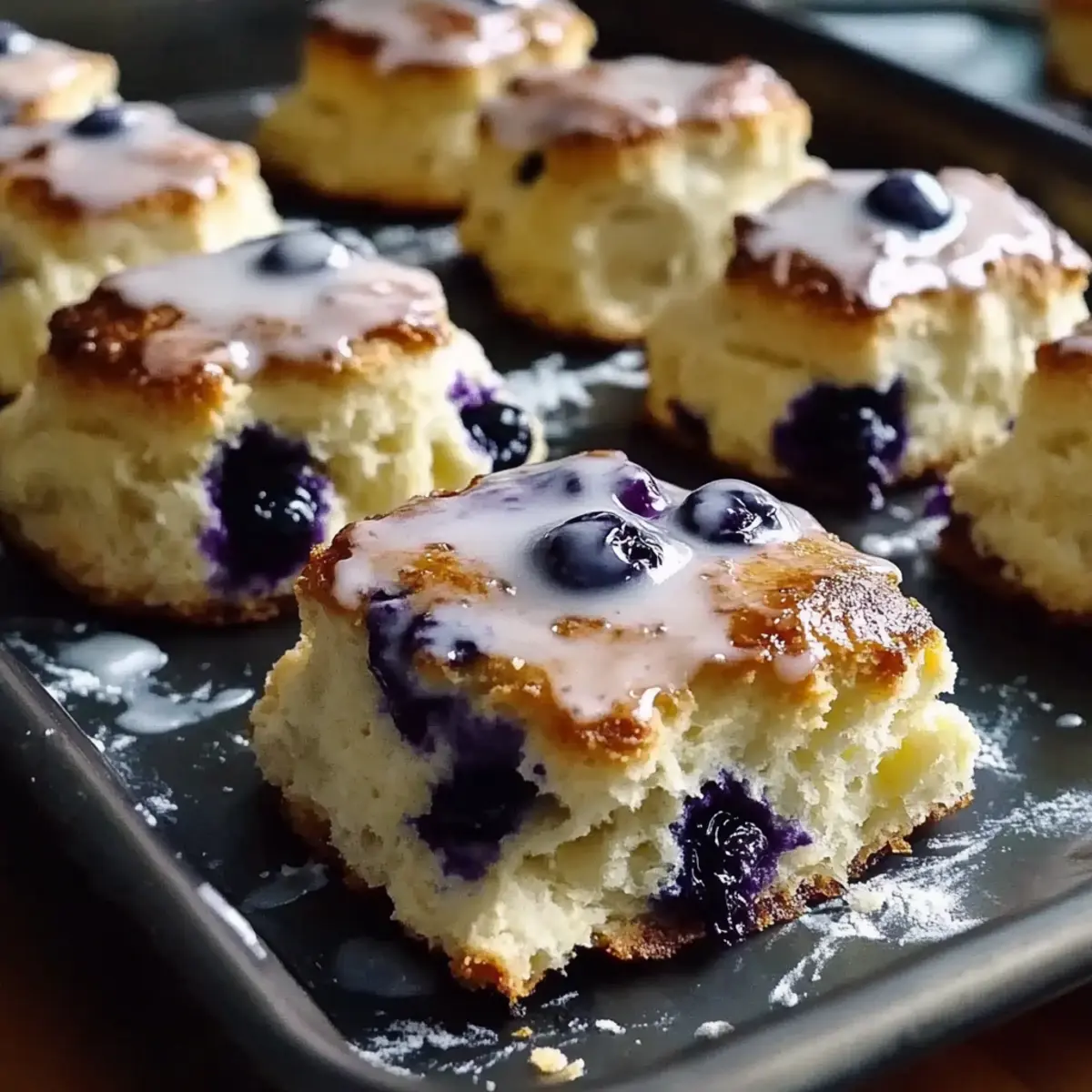 Flaky Blueberry Biscuits with Lemon Glaze for Pure Bliss