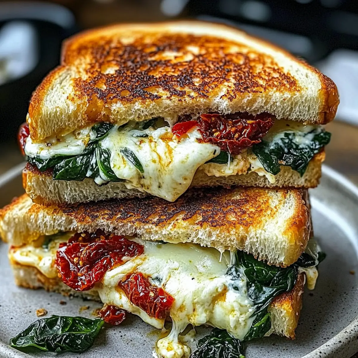 Indulgent Sun-Dried Tomato, Spinach, and Ricotta Grilled Cheese