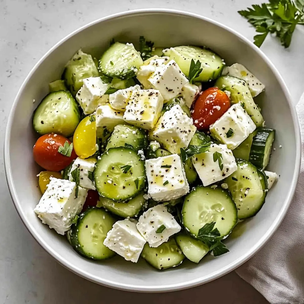 Cucumber Feta Salad with Lemon Greek Vinaigrette Bliss