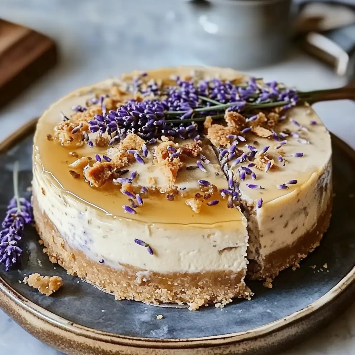 Indulge in Creamy Honey Lavender Cheesecake Bliss