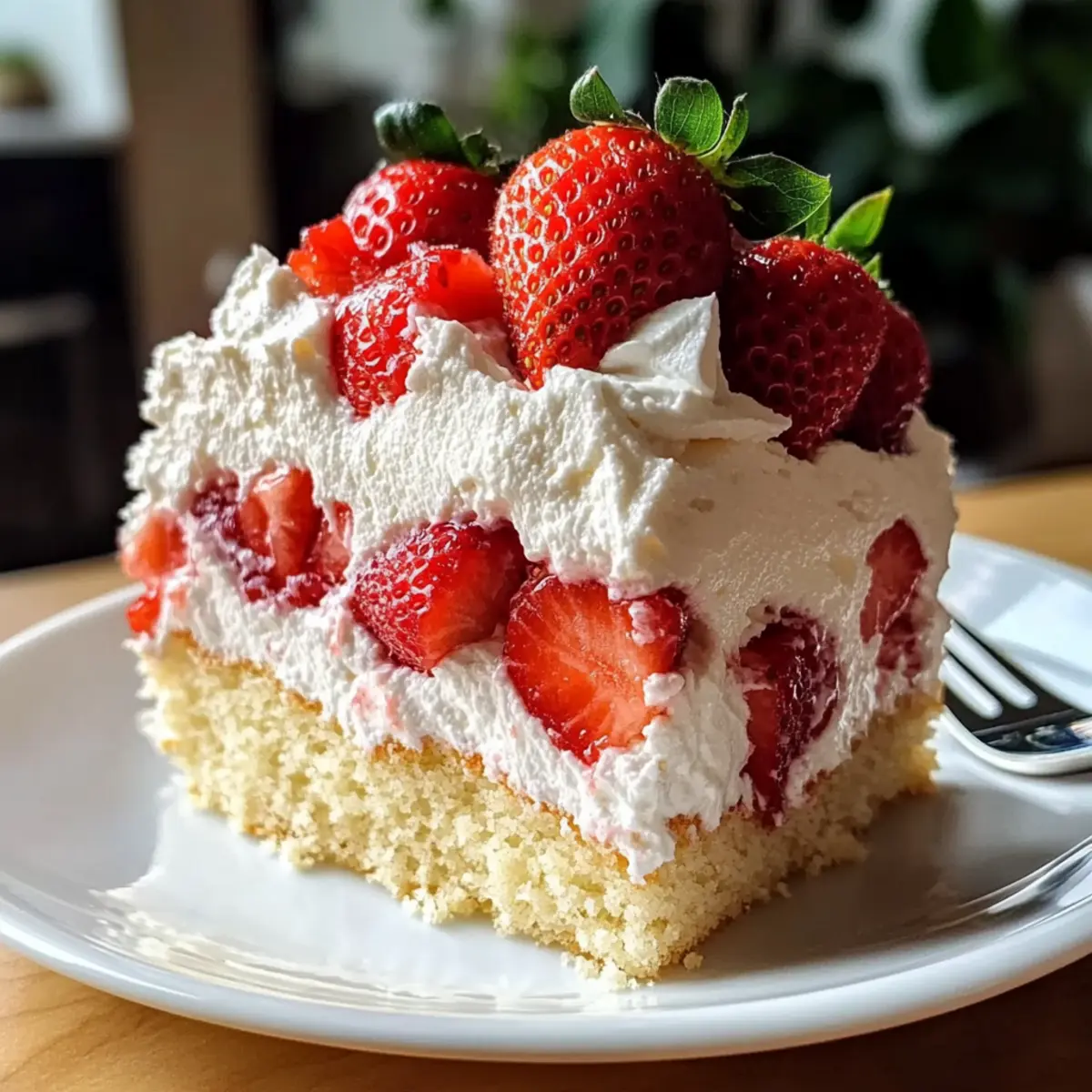 Irresistibly Fluffy Strawberry Whipped Cream Cake Delight