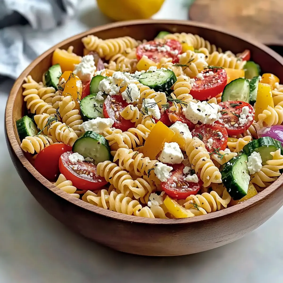 High Protein Greek Pasta Salad for Refreshing Meal Prep