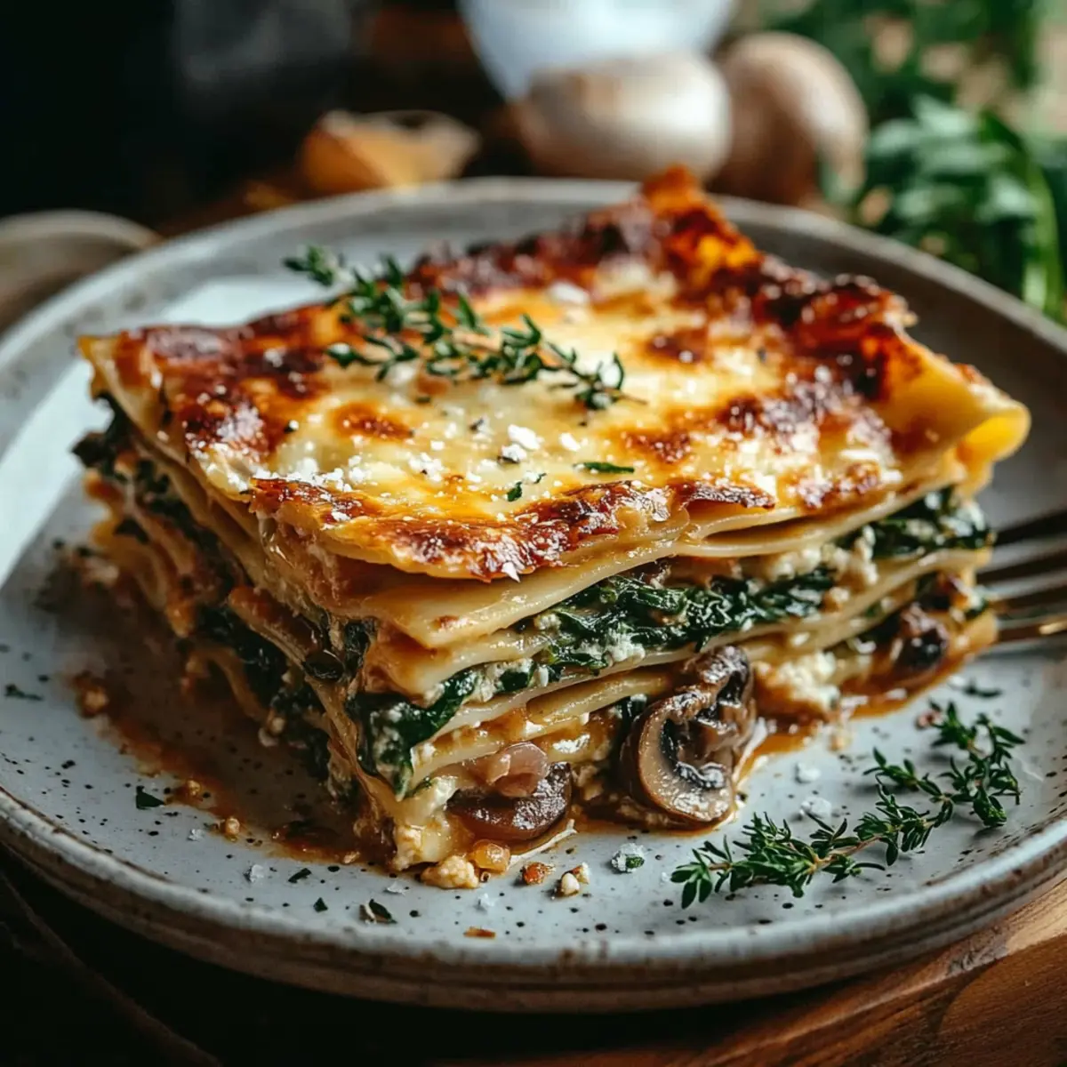Irresistibly Creamy Mushroom And Spinach Lasagna Delight