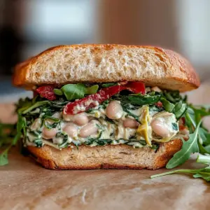 Spinach Artichoke White Bean Sandwich